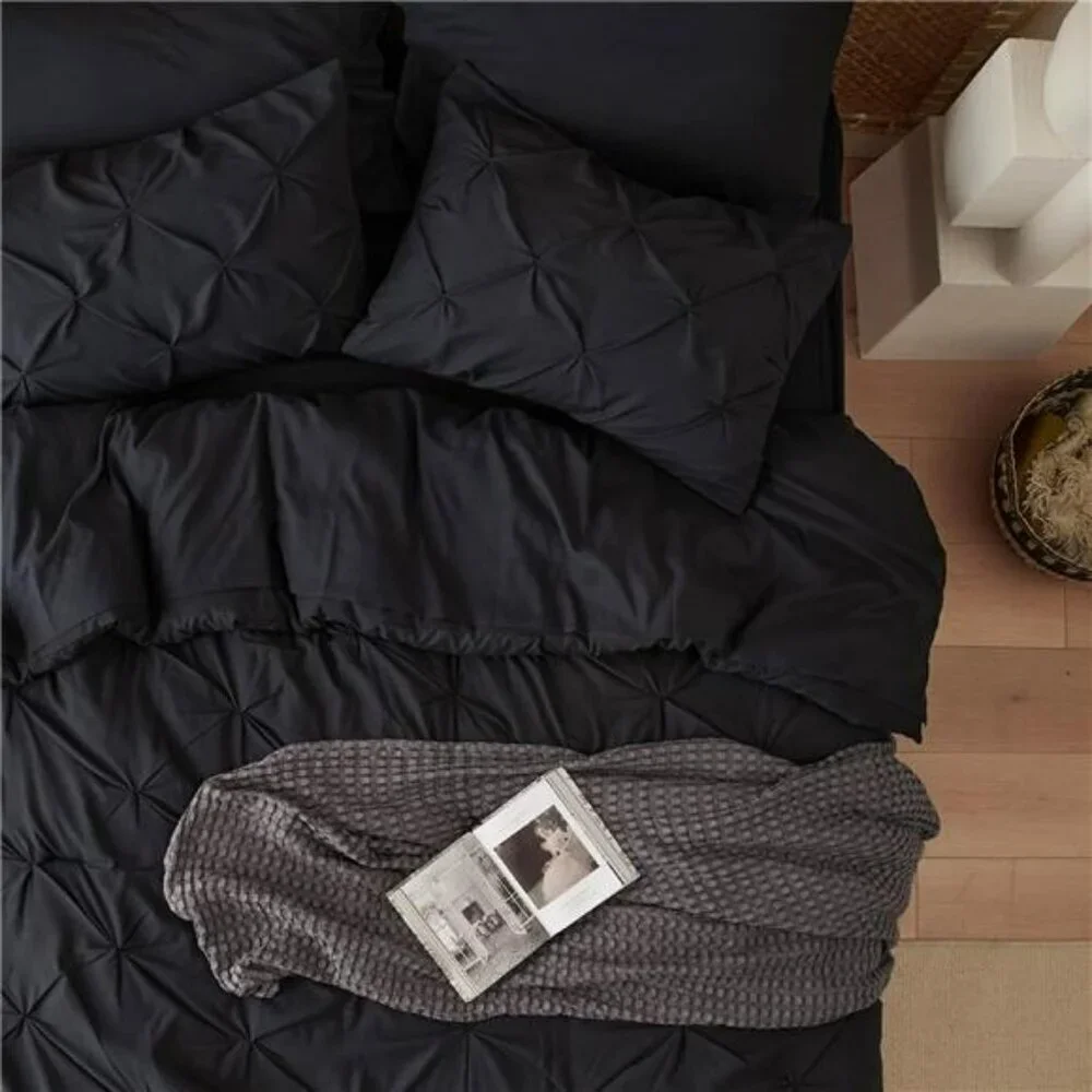 Bedsure Queen Comforter Set Black 7 Piece Bed in a Bag with Sheets Shams